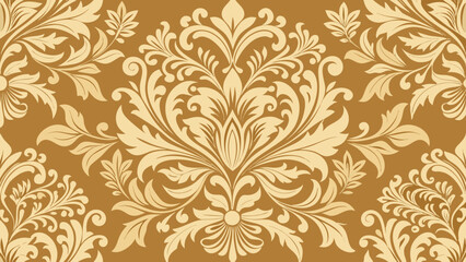 Ornate Damask Pattern in Gold Beige
