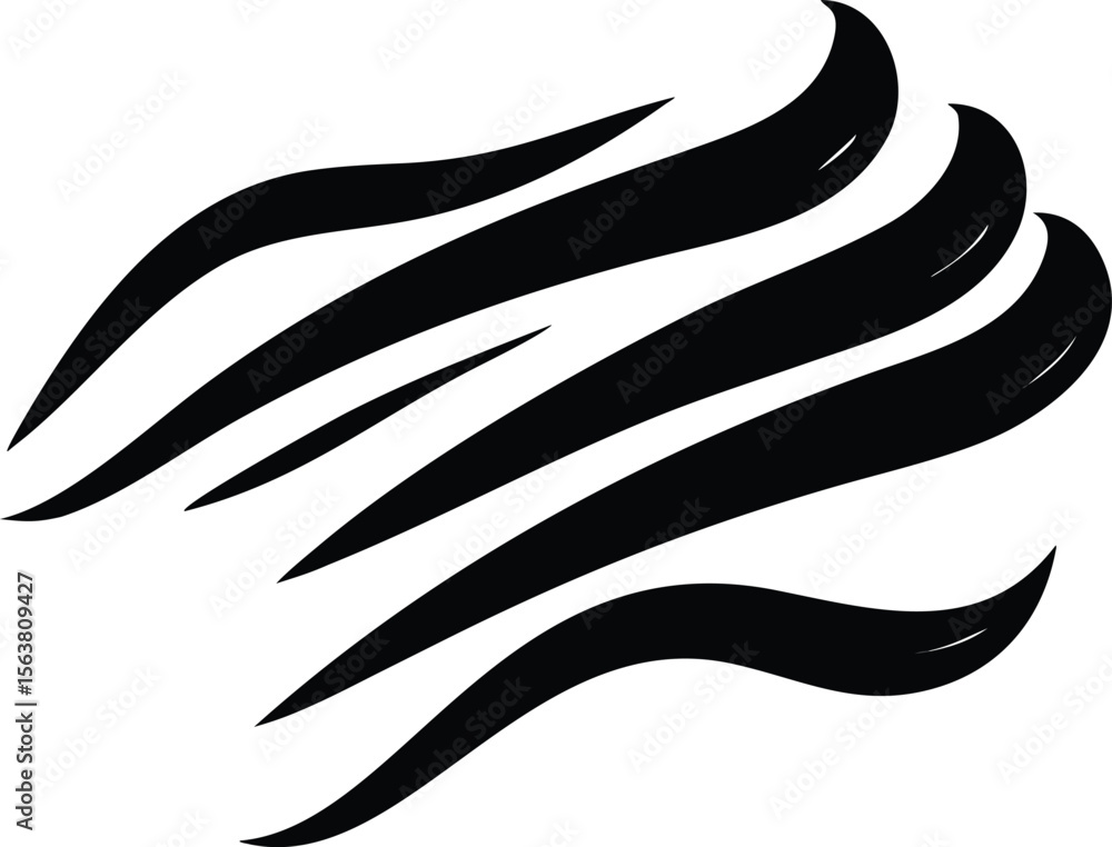 Poster abstract black and white swirling wave design three curved lines graphic element vector
