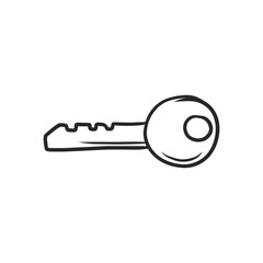 Modern Hand-Drawn Key with Round Head, Representing Security, Access, and Solutions