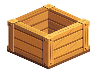 Empty Wooden Crate in Isometric View