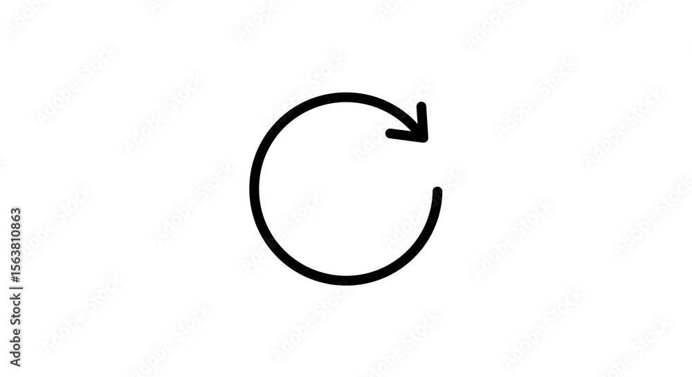 Poster minimalist circular arrow icon symbolizing reset or refresh