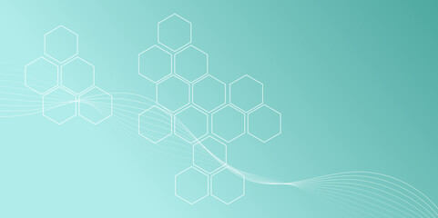 Abstract Hexagon Blue Grid Tech Background Design. Geometric Seamless Technology Pattern Background.
