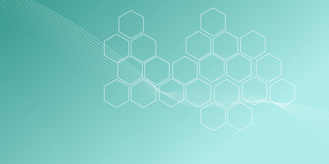 Abstract Hexagon Blue Grid Tech Background Design. Geometric Seamless Technology Pattern Background.
