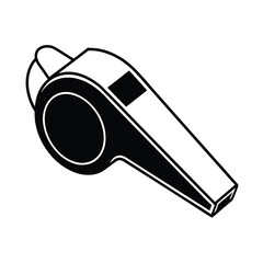 black and white referee whistle vector illustration