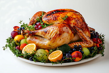 thanksgiving turkey isolated white background ai generative