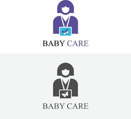 Mother and baby icon logo design vector template.