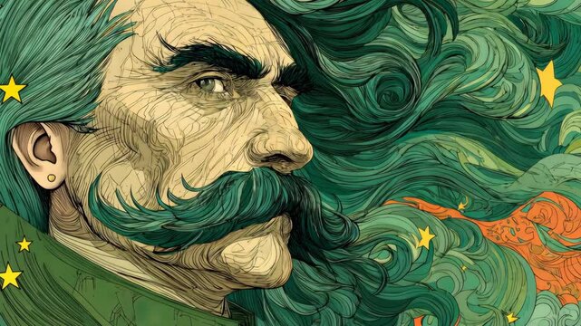 Vibrant Abstract Portrait with Flowing Hair