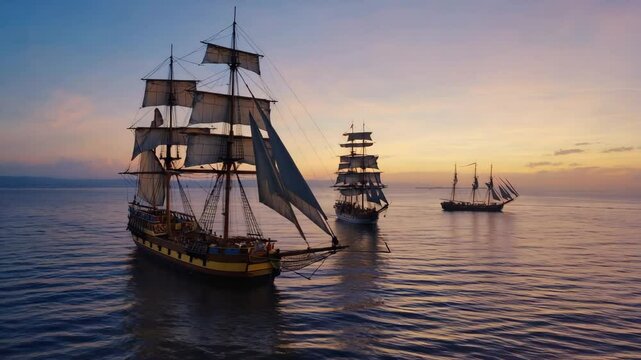 The Ni&ntilde;a, The Pinta and The Santa Mar&iacute;a. Spanish America Exploration.
