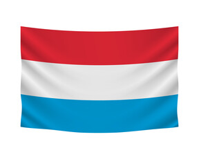 Realistic hanging flag of Luxembourg. Empty  fabric banner illustration design.