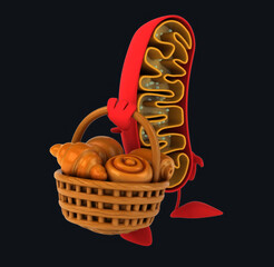 Fun 3D cartoon mitochondria with pastries
