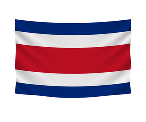 Fototapeta premium Realistic hanging flag of Costa Rica. Empty fabric banner illustration design.