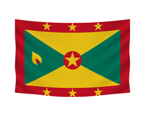 Fototapeta premium Realistic hanging flag of Grenada. Empty fabric banner illustration design.
