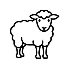 Simple outline drawing of a fluffy sheep standing