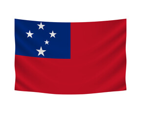 Realistic hanging flag of Samoa. Empty  fabric banner illustration design.
