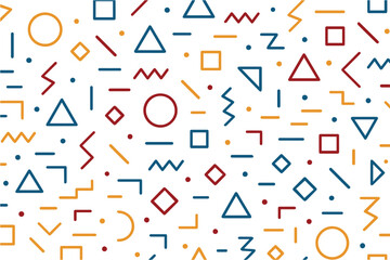A vibrant Memphis style vector background with colorful geometric lines and curves, forming an abstract pattern full of movement, contrast, and creativity.