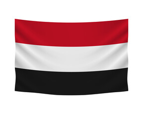Realistic hanging flag of Yemen. Empty  fabric banner illustration design.