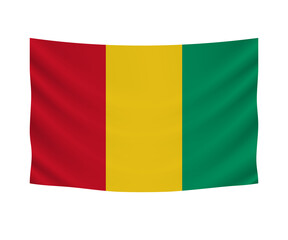 Fototapeta premium Realistic hanging flag of Guinea. Empty fabric banner illustration design.