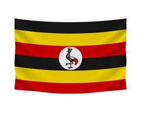 Realistic hanging flag of Uganda. Empty  fabric banner illustration design.