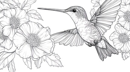 Obraz premium Hummingbird in Rose Flowers