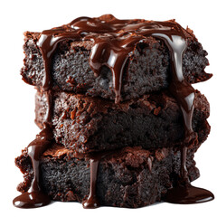Stacked delicious chocolate brownies drizzled with melted chocolate perfect dessert treat