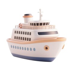 Obraz premium Cruise Ship 3D Render: A pristine white cruise ship, meticulously detailed in a 3D render, glistens under the digital sun. The vessel boasts a modern design with clean lines and elegant proportions.