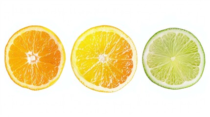 Assortment of Three Halved Citrus Fruits, Featuring Oranges