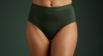 Fototapeta premium Close up woman wearing green high waisted underwear