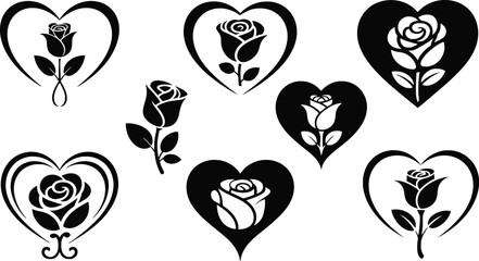 Black roses within hearts floral