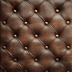 Fototapeta premium Leather Button-Tufted Upholstery: The photo captures a close-up of a sophisticated, button-tufted leather upholstery with classic elegance and vintage flair.