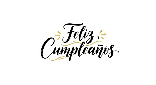 Elegant feliz cumpleanos typography with decorative elements on white background