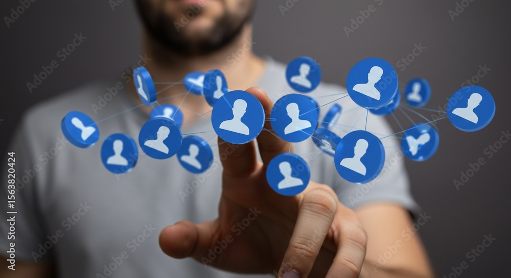 Poster conceptual network of people connecting in digital space