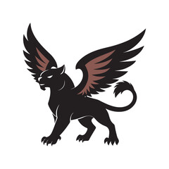 Fantasy Tiger With Giant Wings Silhouette