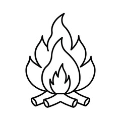 line art campfire and cozy design art