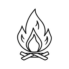 line art campfire and cozy design art