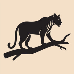 Tiger Perched On Tree Branch Silhouette