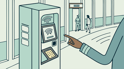 Airport Check-in Kiosk: Modern Travel Illustration
