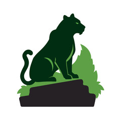 Tiger Resting On Ancient Stone Silhouette