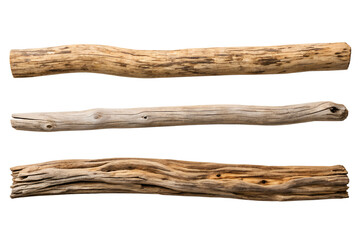 Pile of firewood tied with string on white background with natural texture and brown sticks