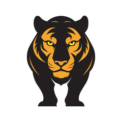 Tiger Walking Straight Toward Viewer Silhouette