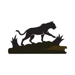 Tiger Jumping Over Fallen Log Silhouette