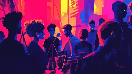 Vibrant urban scene with people