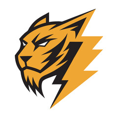 Lightning Bolt Tiger Head Silhouette