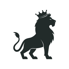 Royal Lion Silhouette With Crown Stars
