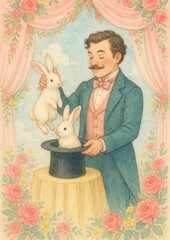 Magician performing enchanting rabbit trick.