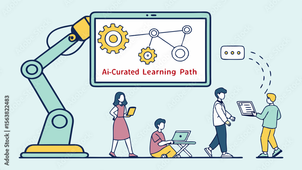 Poster ai-curated learning path: robotic arm and people with devices