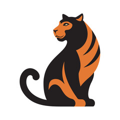 Tiger Sitting Peacefully With Curled Tail