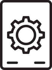 Obraz premium Black gear symbol within a rounded rectangle icon white cogwheel