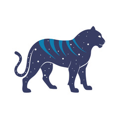 Tiger Silhouette In Star Galaxy Effect
