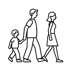 minimal family walk line drawing graphic art
