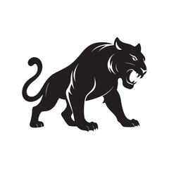 Hunting Tiger In Crouched Pose Silhouette